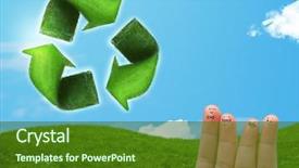  Presentation with green leaf - Presentation consisting of environmental protection - happy cheerful smiley fingers looking background and a forest green colored foreground