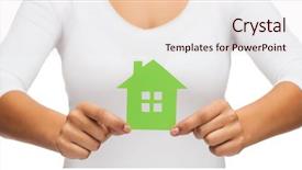  Presentation with green real estate - Slide deck having environmental protection - real estate and eco concept background and a  colored foreground