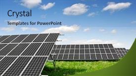  Presentation with energy solar - Amazing presentation theme having environmental protection - solar energy panels against blue backdrop and a light blue colored foreground