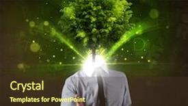  Presentation with environmental psychology man green - Beautiful PPT theme featuring environmental psychology - man with green tree head backdrop and a tawny brown colored foreground