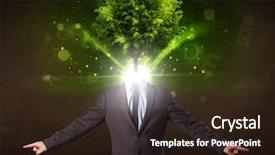  Presentation with environmental psychology man green - Colorful PPT theme enhanced with environmental psychology - man with green tree head backdrop and a wine colored foreground