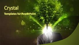  Presentation with green tree - Presentation theme consisting of environmental psychology - man with green tree head background and a  colored foreground