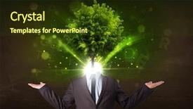  Presentation with green tree - Slides consisting of environmental psychology - man with green tree head background and a tawny brown colored foreground