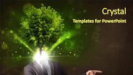  Presentation with green tree - PPT theme with environmental psychology - man with green tree head background and a  colored foreground