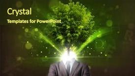  Presentation with environmental psychology man green - Slide deck enhanced with environmental psychology - man with green tree head background and a tawny brown colored foreground