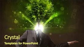  Presentation with green tree - PPT theme consisting of environmental psychology - man with green tree head background and a  colored foreground