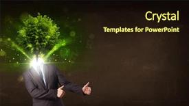  Presentation with green officebuilding man - Cool new presentation with environmental psychology - man with green tree head backdrop and a wine colored foreground