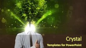  Presentation with green tree - Audience pleasing presentation theme consisting of environmental psychology - man with green tree head backdrop and a tawny brown colored foreground