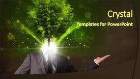  Presentation with green tree - Beautiful theme featuring environmental psychology - man with green tree head backdrop and a  colored foreground