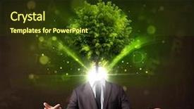  Presentation with green tree - Cool new PPT theme with environmental psychology - man with green tree head backdrop and a tawny brown colored foreground