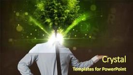  Presentation with green tree - PPT theme having environmental psychology - man with green tree head background and a  colored foreground