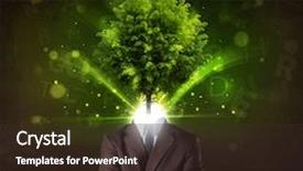  Presentation with green tree - Beautiful presentation theme featuring environmental psychology - man with green tree head backdrop and a  colored foreground