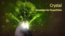  Presentation with green tree - Audience pleasing presentation theme consisting of environmental psychology - man with green tree head backdrop and a tawny brown colored foreground
