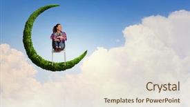  Presentation with night sky little plane moon - PPT layouts featuring environmental psychology - young pretty girl sitting background and a sky blue colored foreground