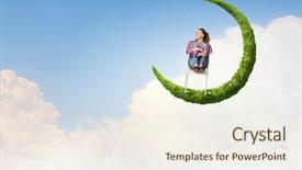  Presentation with pretty girl - Beautiful PPT theme featuring environmental psychology - young pretty girl sitting backdrop and a sky blue colored foreground