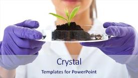  Presentation with environmental - Slides having environmental research - young lab assistant holds small background and a sky blue colored foreground