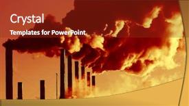  Presentation with power plant - Presentation theme featuring environmental safety - power plant with smoke background and a tawny brown colored foreground