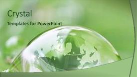  Presentation with environmental leaf - Cool new theme with environmental science - earth in waterdrop reflection backdrop and a mint green colored foreground