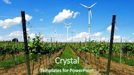  Presentation with turbine - Audience pleasing PPT theme consisting of environmental sustainability - modern wind mill turbine backdrop and a  colored foreground