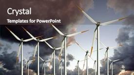  Presentation with wind turbines - Amazing presentation theme having environmental sustainability - wind turbines farm backdrop and a dark gray colored foreground