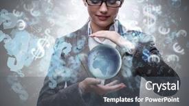  Presentation with earth - Slide set with environmental tax - woman holding earth in business background and a dark gray colored foreground