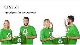  Presentation with recycling - Colorful PPT theme enhanced with environmentalist - digital composite of couple recycling backdrop and a white colored foreground