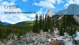  Presentation with mountain lake - Presentation theme having environs-of-the-mountain-lake background and a  colored foreground