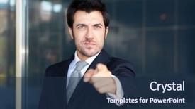  Presentation with eco friendly city - PPT theme having envolvment project - friendly businessman pointing his finger background and a  colored foreground