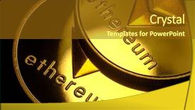  Presentation with golden dollar sign - Slide set consisting of enz - ethereum macro symbol sign close-up background and a tawny brown colored foreground