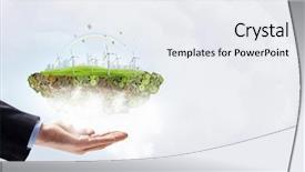  Presentation with alternative energy - PPT theme with eolienne - alternative energy concept background and a sky blue colored foreground