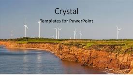  Presentation with panoramic - Presentation design having eolienne - panoramic view of wind power background and a light gray colored foreground
