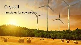  Presentation with wind turbines - Amazing presentation theme having eolienne - straw bales with wind turbines backdrop and a coral colored foreground