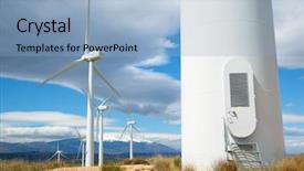  Presentation with windmills - Audience pleasing slide deck consisting of eolienne - windmills for electric power production backdrop and a light blue colored foreground