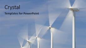  Presentation with electric power distribution systems - Colorful slide deck enhanced with eolienne - windmills for electric power production backdrop and a teal colored foreground