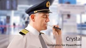  Presentation with airline atr 72 - PPT layouts featuring epaulettes smoking electronic cigarette background and a mint green colored foreground