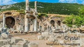  Presentation with ancient greek - Amazing slide set having ephesus ancient greek ruins backdrop and a coral colored foreground