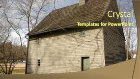  Presentation with community house - Audience pleasing PPT theme consisting of ephrata-cloister-religious-community-house backdrop and a tawny brown colored foreground