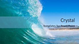 Presentation with blue wave - Beautiful presentation theme featuring epic backgrounds - blue ocean wave breaks backdrop and a light blue colored foreground