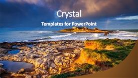  Presentation with stormy sea - Slide deck having epic backgrounds - magical morning light on cape background and a ocean colored foreground