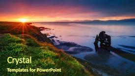  Presentation with iceland location famous place kirkjufellsfoss - Beautiful slides featuring epic backgrounds - peaceful view of the atlantic backdrop and a tawny brown colored foreground