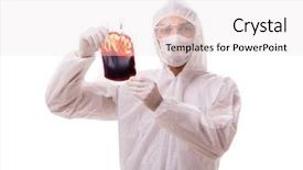  Presentation with white blood cell - Colorful slide deck enhanced with epidemiologist with blood sample isolated backdrop and a sky blue colored foreground