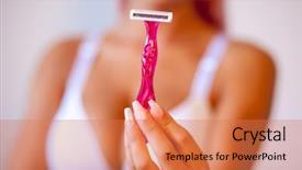  Presentation with hair care - PPT theme with epilation hair removal with ergonomic background and a coral colored foreground