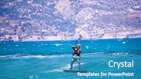  Presentation with motor boat in the sea - PPT layouts enhanced with epinephrine - kitesurfing the young man is background and a  colored foreground