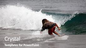  Presentation with ocean waves - Cool new theme with epinephrine - surfing a young man slides backdrop and a gray colored foreground