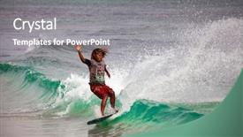  Presentation with ocean waves - Beautiful PPT layouts featuring epinephrine - surfing a young man slides backdrop and a gray colored foreground