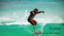  Presentation with ocean waves - Cool new PPT layouts with epinephrine - surfing a young man slides backdrop and a teal colored foreground