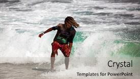  Presentation with ocean waves - Beautiful slide deck featuring epinephrine - surfing a young man slides backdrop and a light gray colored foreground