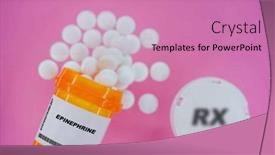  Presentation with pills - PPT theme consisting of epinephrine-rx-medicine-pills background and a coral colored foreground