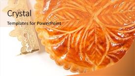  Presentation with banoffee pie cake on white - Slides having epiphany cake on white background background and a yellow colored foreground