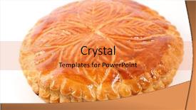  Presentation with banoffee pie cake on white - Audience pleasing theme consisting of epiphany cake on white background backdrop and a gold colored foreground